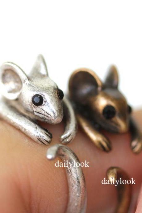 Mouse Ring, Retro Mouse Ring, Retro Ring, Animal Ring, Man Ring, Cute Ring, Vintage Ring, Wrap Ring, Antique Ring, Retro Jewelry, Mouse
